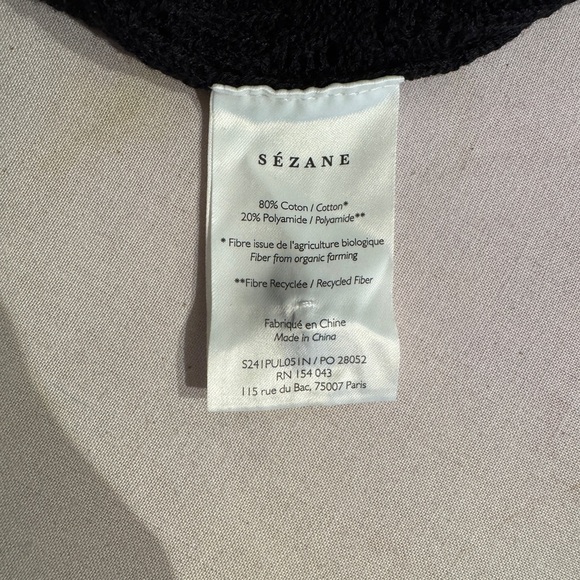 Sézane Black Milane Top Button Down Crochet Shirt - Picture 5 of 6